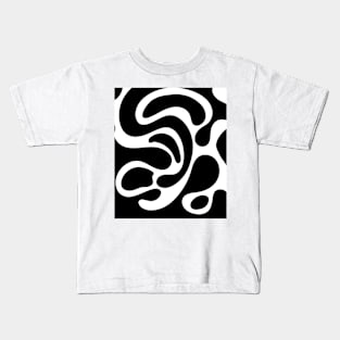 Black and white liquid marble swirl style pattern Kids T-Shirt